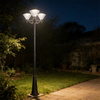Customizable Solar & Battery Powered IP65 LED Outdoor Luxury Multi-Head Garden Lights Modern Landscape High Pole Lights