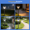 Solar Powered Bollard Light Built-in 6400mAh Battery Motion Sensor Adjustable Color Temp 3000K-6500K