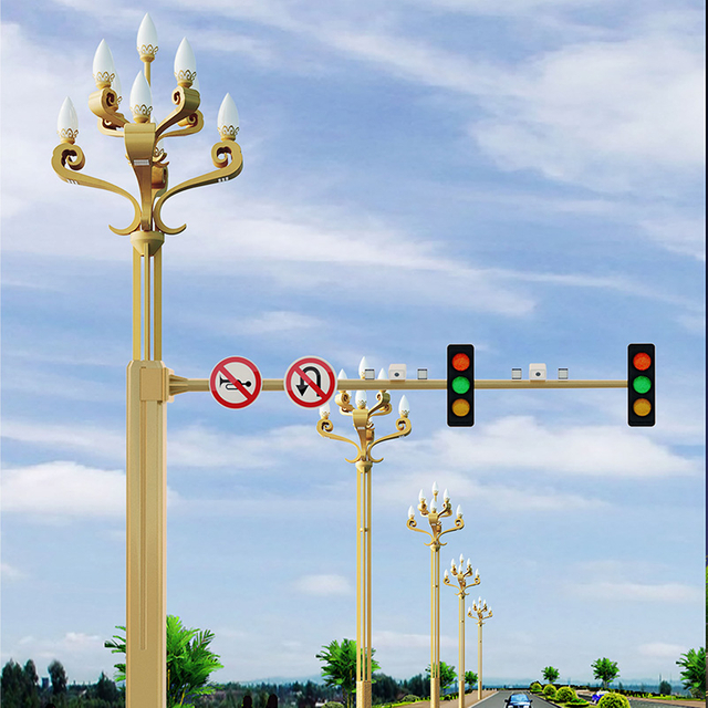 LaiHong High Quality Low Price Control Aluminum IP65 Outdoor Waterproof Yellow LED Magnolia Lamp Ce Street Light Poles
