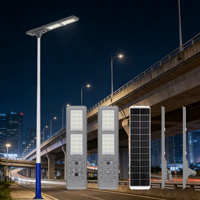 High-lumen 220 Lm/W All-in-one Solar Street Light IP66 Waterproof for Road and Residential Area Lighting