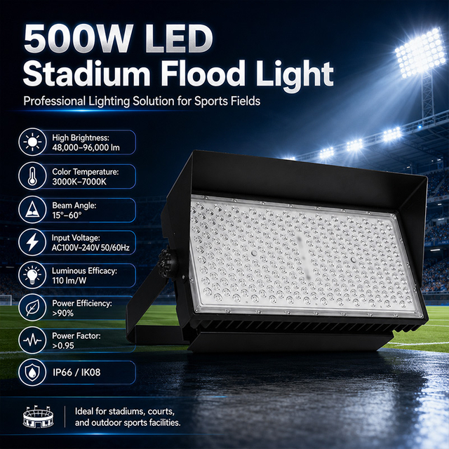 500W LED Stadium Flood Light IP66 Waterproof Die Cast Aluminum High Mast Sports Field Lighting